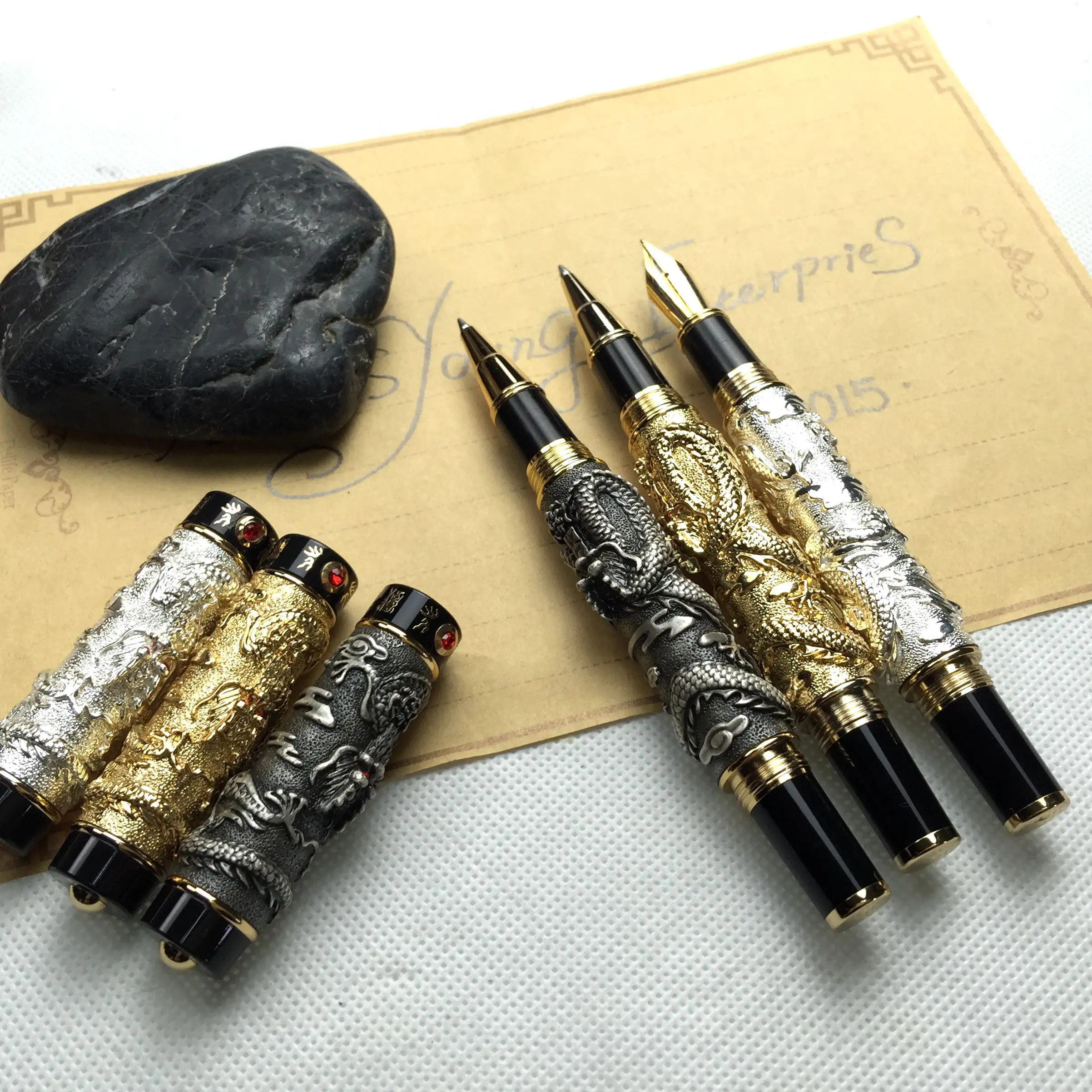 Jinhao Vintage Luxurious Metal Fountain Pen Beautiful Dragon Texture  Carving,Ancient Gray Colour - Buy Jinhao Vintage Luxurious Metal Fountain  Pen 