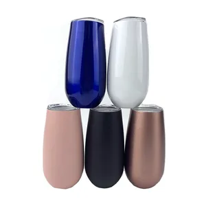Image of 6oz Double walled 18/8 Stainless steel tumbler wholesale glitter skinny tumbler insulated Wine tumbler cups