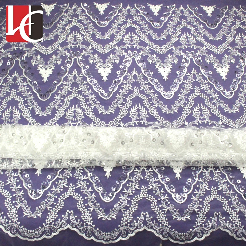 

HC-4562 Hechun hot sale 100% polyester embroidery lace fabric for dress, Black;white;beige