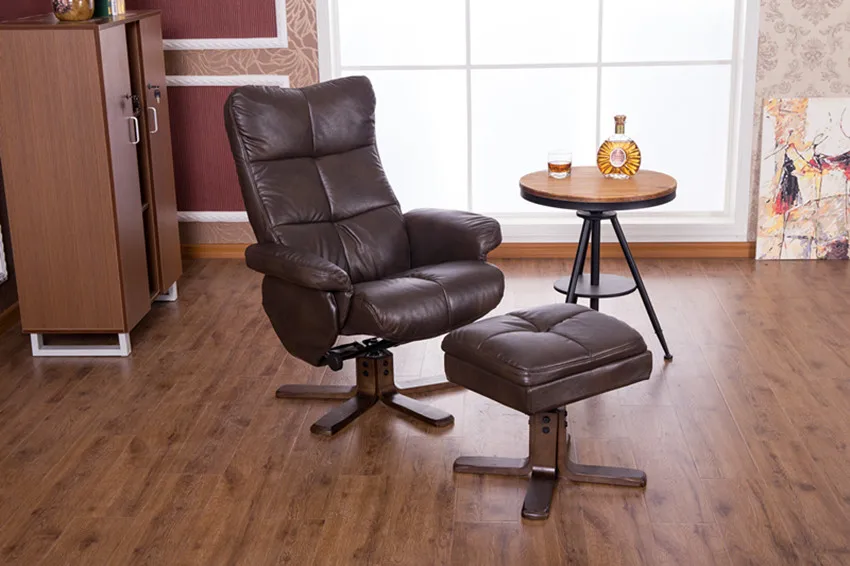 Silla Giratoria Moderna De Cuero Reclinable Otomana De Almacenamiento