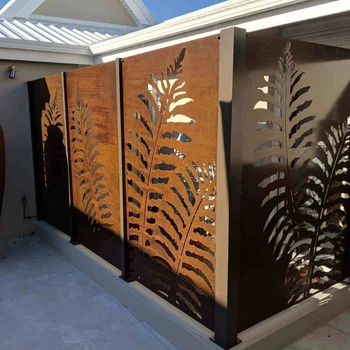 4x8 Fern Plant Corten Steel Metal Fence Panel For Backyard - Buy 8x8 ...