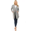 Bulk Wholesale Women Long Sleeve Plain Crochet Sweaters Warm Coats Cheap Gray Ladies Cardigan Winter With Pockets