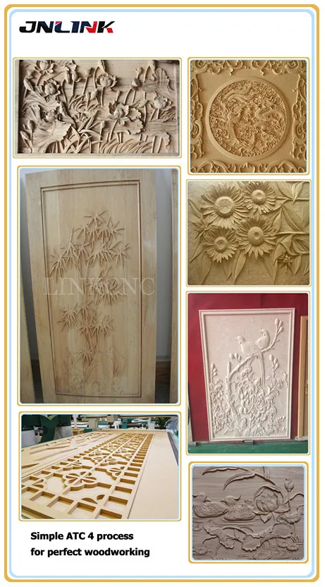 High configuration 4*6KW spindles cnc carving machine for wood door design machine