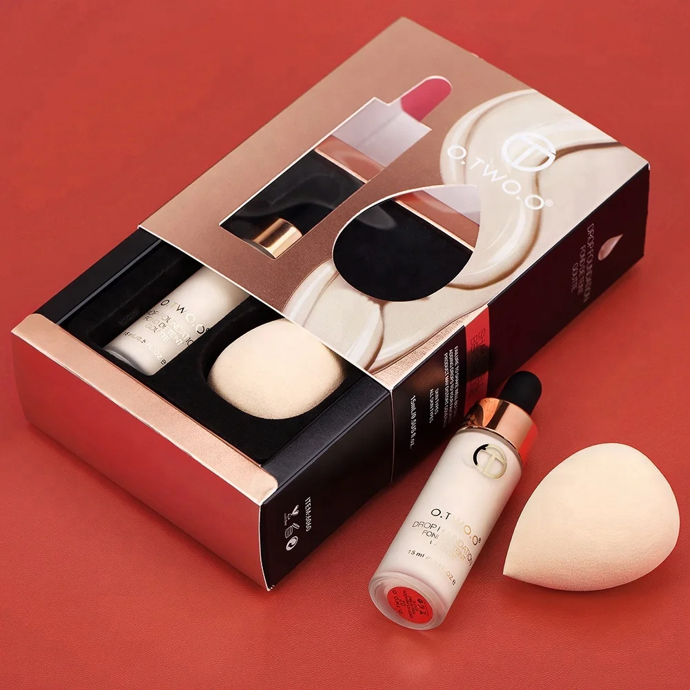 

O.TWO.O Makeup Foundation Set Full Coverage Liquid Foundation with Gift Cosmetic Sponge, N/a