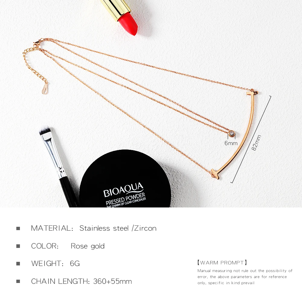 Fashion Jewelry Simple Design Layer Chain Bar Charm Women Customizable Necklace