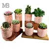 Customized pattern antique ceramic wedding decoration succulent plants mini home decor flower artificial plant with pot