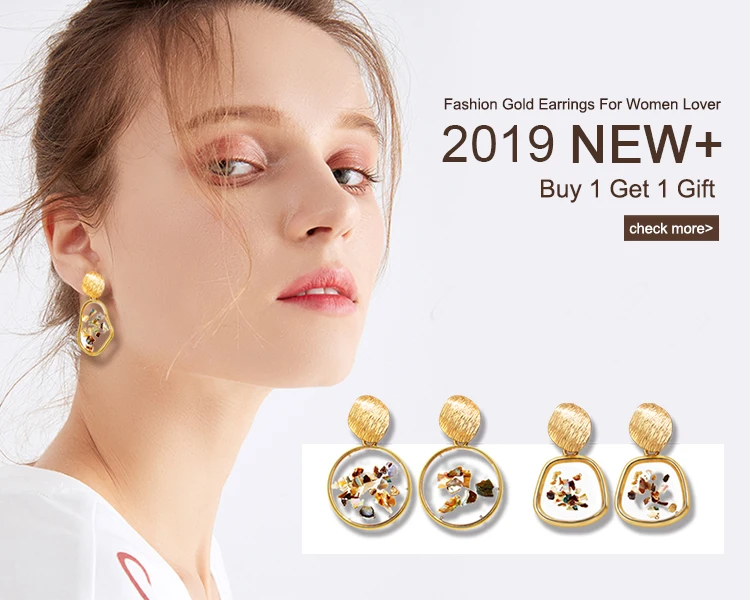 New Fashion Gold Korean Earrings 2019 For Women Lover Buy 1 Get 1 Gift ...