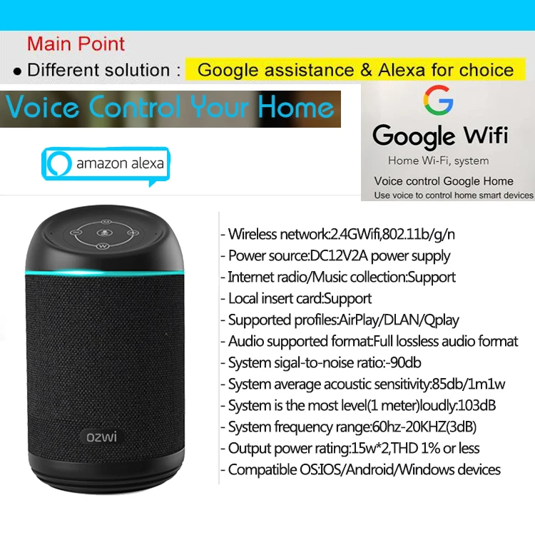 Wholesale custom smart home far field voice control enable alexa speaker portable BT wireless small Mini WiFi speaker - ANKUX.COM