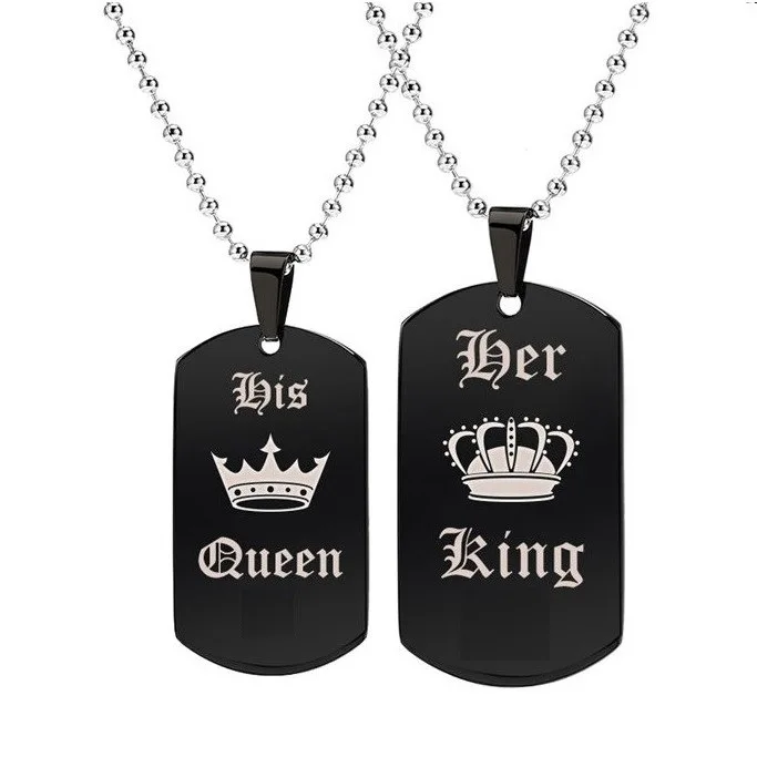 

Her king his queen necklace crown lovers hangings wholesale Titaniumsteel black brand