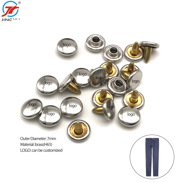Custom Letter Denim Rivet 7mm Metal Jeans Leather Button Rivets Custom Brass Rivet For Garments