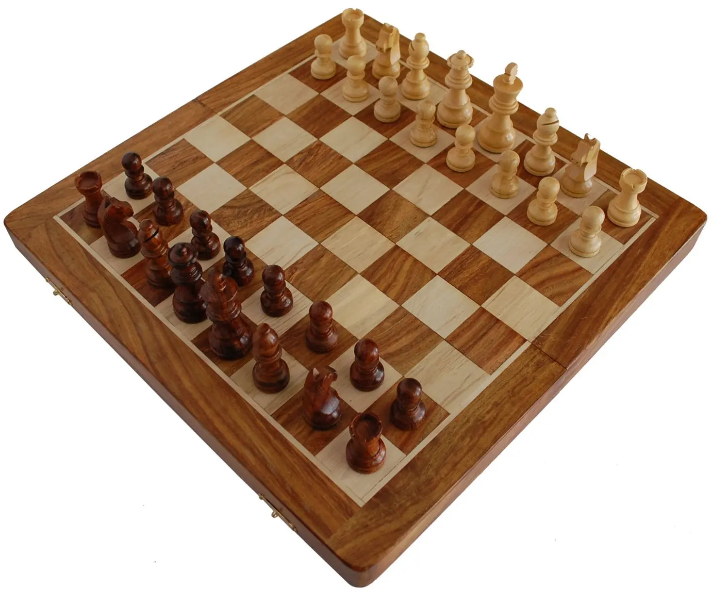 Best Chess Handmade Magnetic Wooden Folding Chess Board with Extra queen /& Storage for Chessmen-Brown||10x10 Inches||