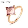 CZCITY New Design Natural Stone Sterling Siver Square Gemstone Shaped jewelry Engagement Rings Artificial Finger Rings for Women