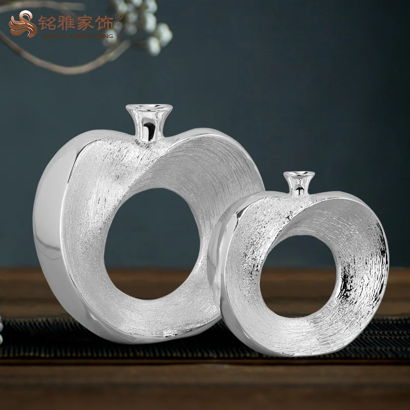 

Home decoration pieces resin silver plated apple statue for sales, Silver/rose gold or customized color