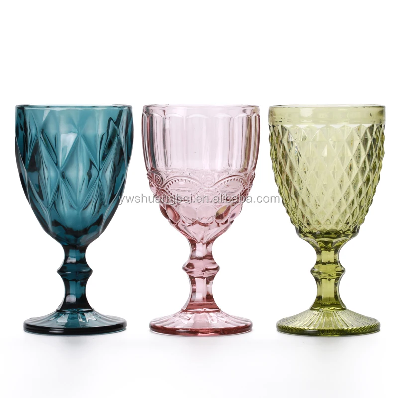 

Best selling handmade colored elegant engraved goblet big wine glass cup, Colorful