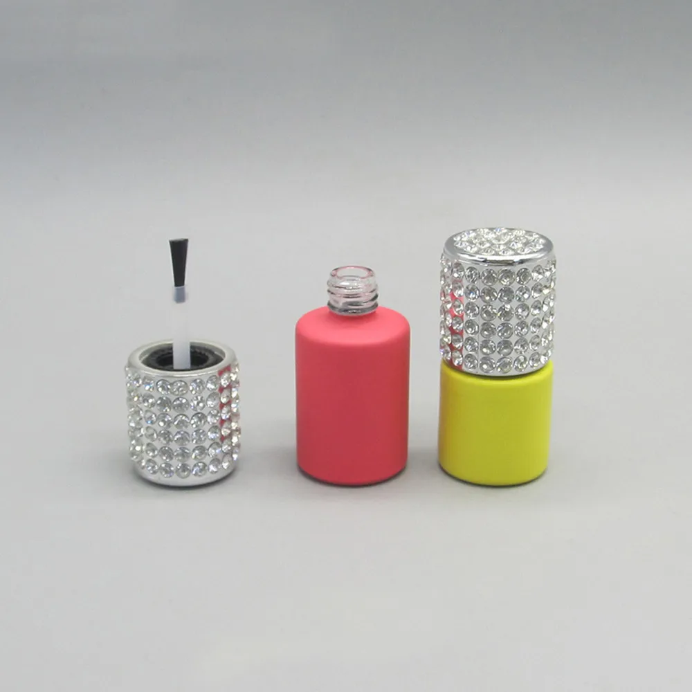 6ml 8ml 10ml Luxury Round Glass Nail Polish Bottle With Rhinestones Cap