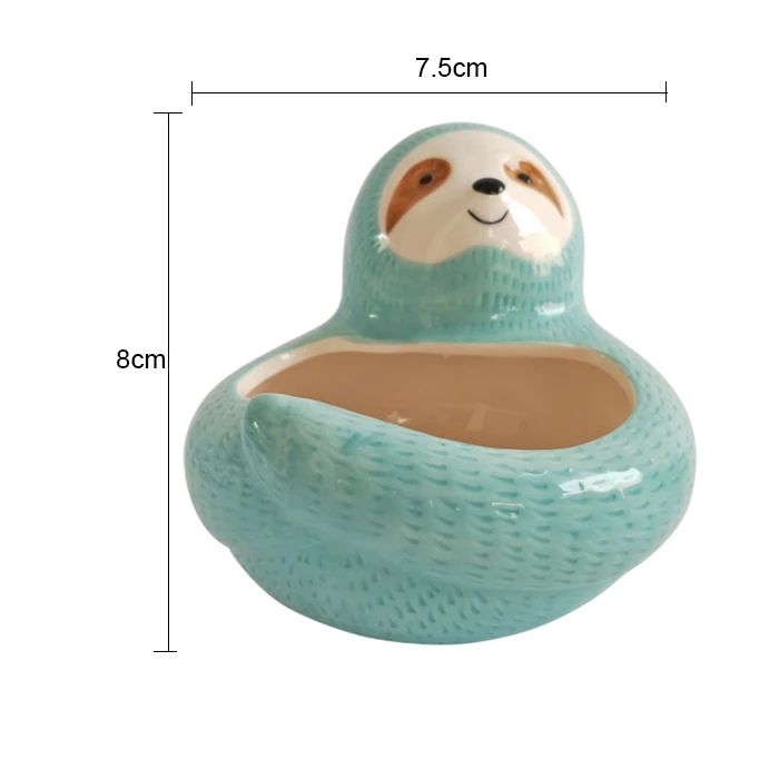 

3D Cartoon Character Blue Sloth Shaped Ceramic Animal Plant Pot, As show or customized