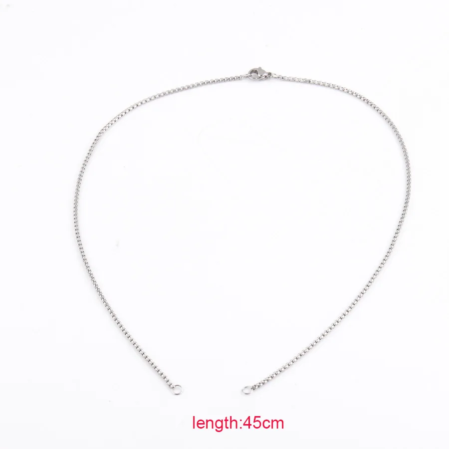 

1.8mm Thickness 45cm 50cm Stainless Steel DIY Necklace Jewelry Findings Bolo Box Chain Necklace for Charm