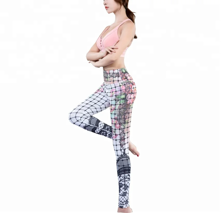 

Wholesale Sexy Gym Fitness Custom Sublimation Printing Sport Women Leggings Yoga Pants, White
