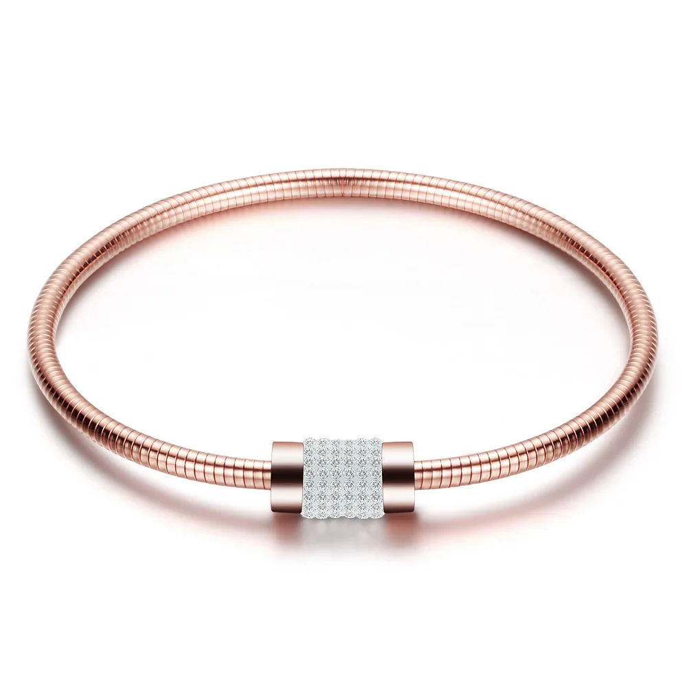 

MECYLIFE Newest Flexible Chain Zircon Rose Gold Bangle, Silver;gold;rose gold
