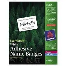 Avery Consumer Products : Labels, Name Badges, 2-1/3"x3-3/8", 400/BX, White -:- Sold as 2 Packs of - 400 - / - Total of 800 Each