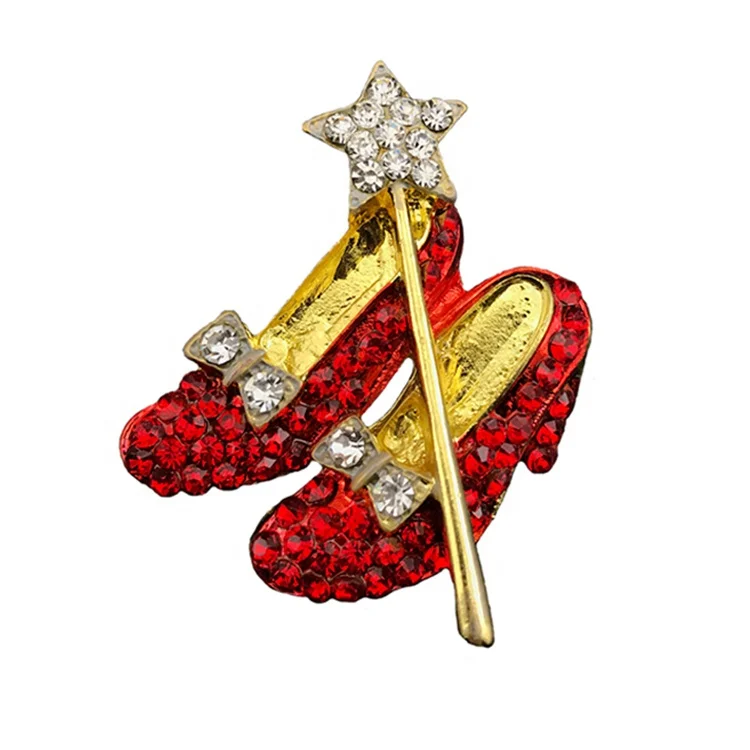

Elegent gold plated Red High-heeled Shoe Brooch Pin Crystals Rhinestone Pin