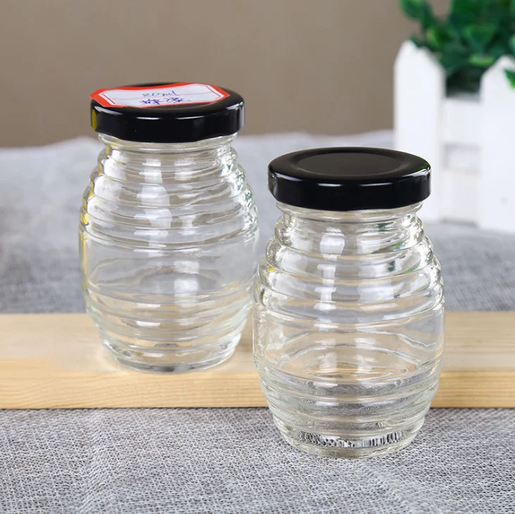 Wholesale Custom Shape Clear Empty 500ml Unique Glass Honey