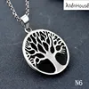 New silver chain design mens necklace with round tree pendent