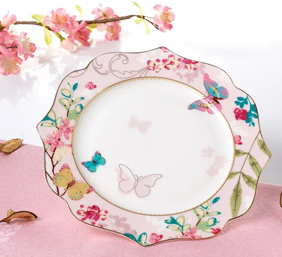 

Popylar Dinnerware bone china dinner plate, Pink, blue