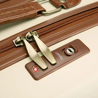 Retro style travel luggage set pu leather pink decorative case vintage suitcase