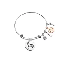 

"I Love you forever & always and always" Love Heart Charm Bracelet Expandable Stainless Steel Adjustable Cuff Bangle Bracelet