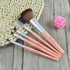 5pcs potable makeup brush set with pink handle