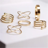 

Charm Gold Color Midi Finger Ring Sets For girls vintage party rings