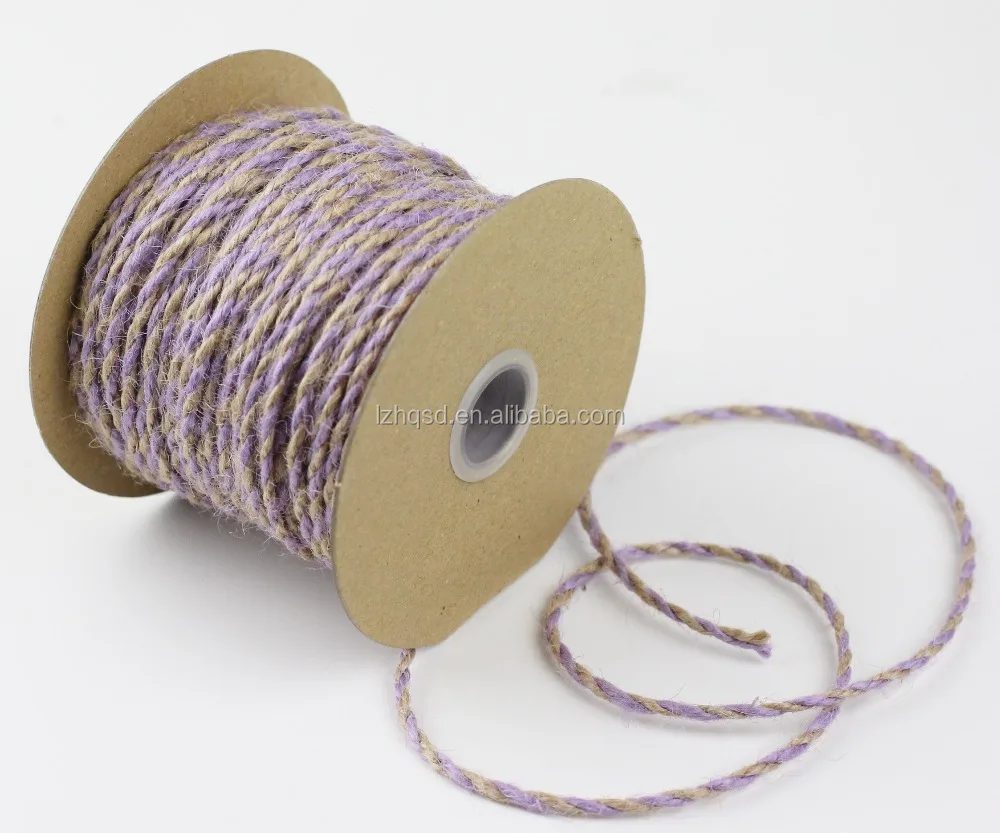 2.5mm 2ply Twisted Lavender And Natural Jute Twine 25 Yard Packaging