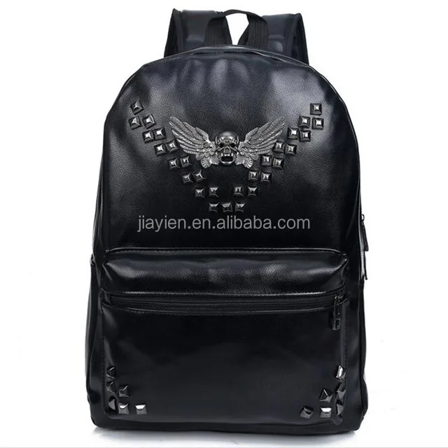 

Hot!!!Cool Personality Punk Rivets Backpack Quality PU Leather Backpacks Bag Student Bags Men and Women Backpack