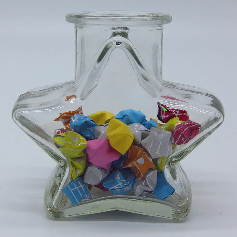 star shaped borosilicate glass jar with cork lid