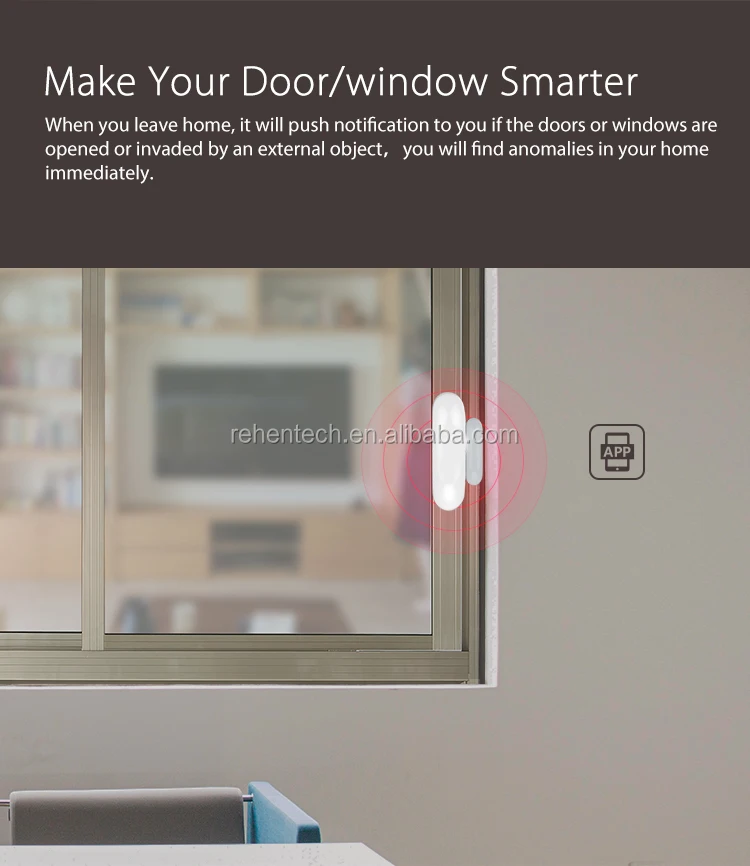 OEM WiFi Wireless Open Entry Smart WiFi Sensor Contact Door Window Tuya ...