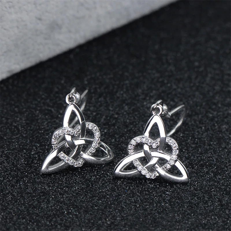 Wholesale Silver Jewelry knot Cubic Zirconia Drop Earrings Costume Jewellery Infinite Love Earrings Love Heart Earrings