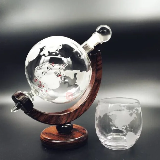 Handcrafted Larger Etched 850ml Glass Whiskey Wine Water Glass Globe