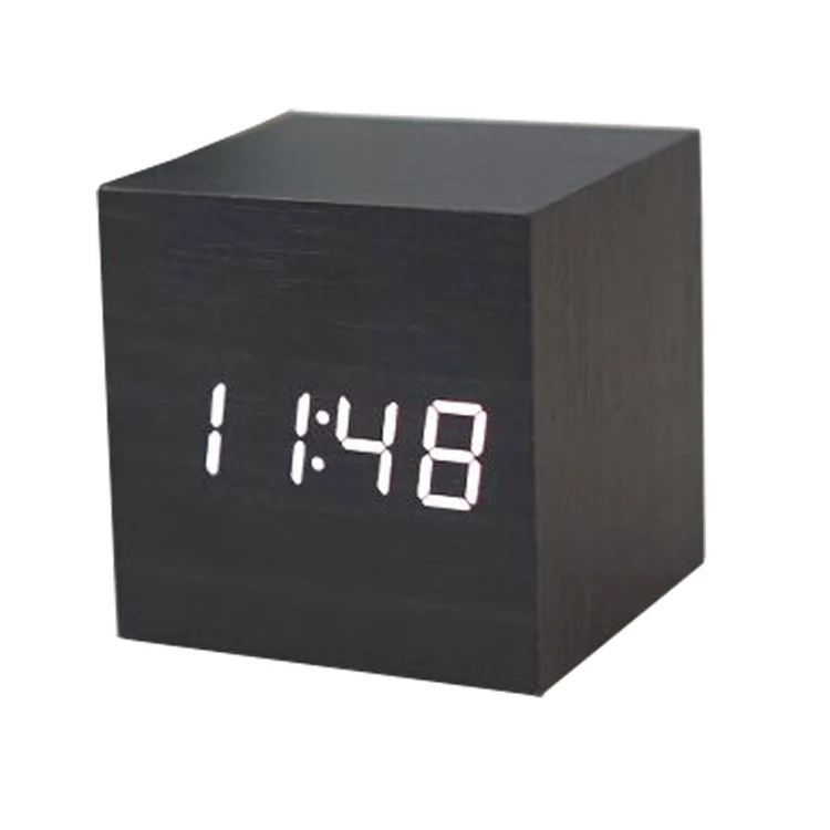 

DC901 Sound Control Digital LED Wooden alarm Clock, Black/white/black/brown