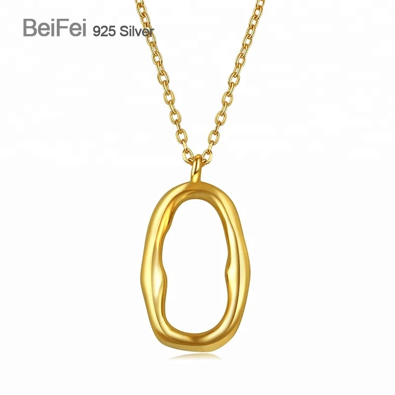 

Real 925 sterling silver round 18k gold initial necklace for female, Picture