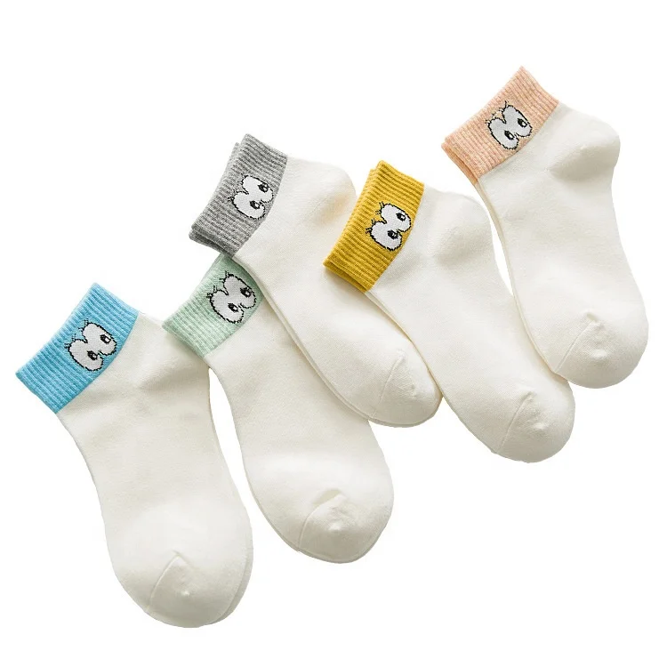 

Summer Big Eyes Pattern Multi Color Elastic Top Sweat Ankle Socks, Pure color