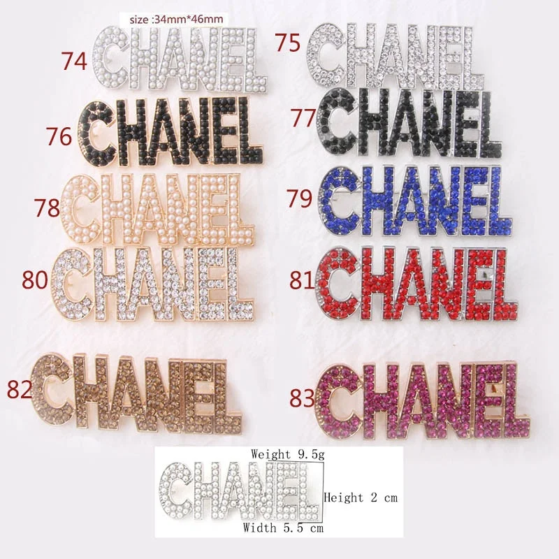 42-82Brand Brooches Pin Collar Brooch 82-99 Letter Rhinestone Needle Decoration Pin Jewelry Brooch Men's and Women's 2019