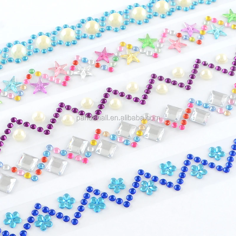 

PandaHall ABS Imitation Pearl Adhesive Tape Picture Stickers, Mixed color