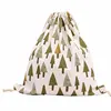 Custom colors recyclable christmas canvas cotton drawstring gift bag