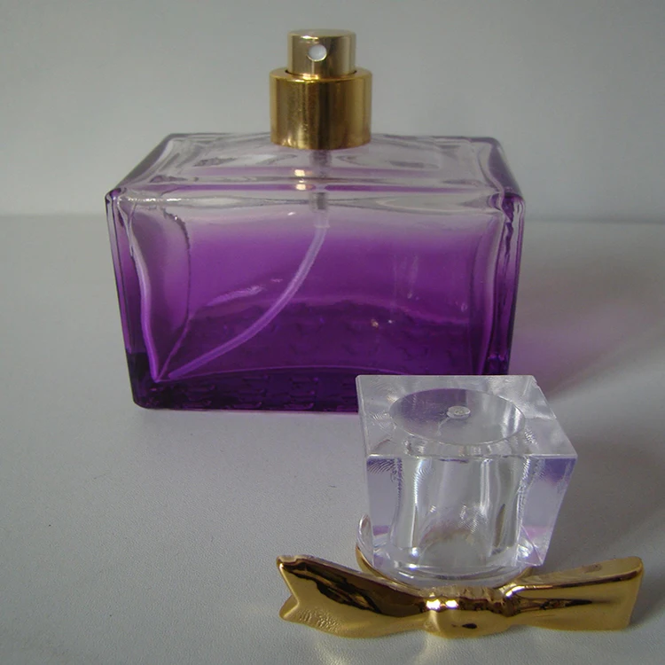 New Products Purple Color 100ml Square Shape Glass Cologne Perfume ...