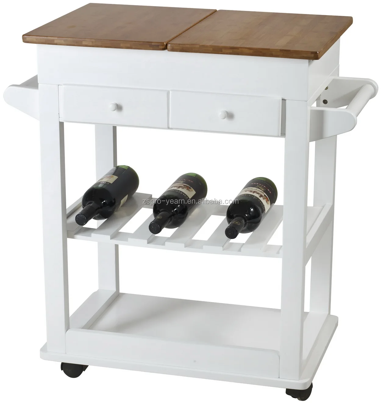 moderne holz bambus Küche servierwagen mit tischplatten schubladen