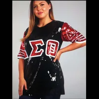 

DST Clothing O-neck Short Sleeve Sequined Sexy Women Casual Dresses Jersey Number Delta Sigma Theta Sorority T shirt