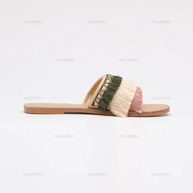 tassel slide sandals