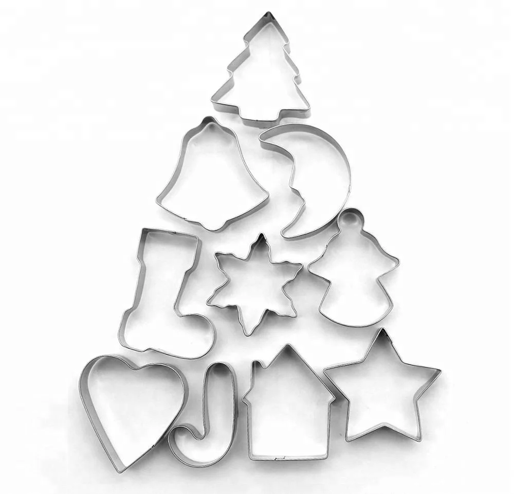 

10pcs Christmas Stainless steel Cookie cutter set, Metal silver