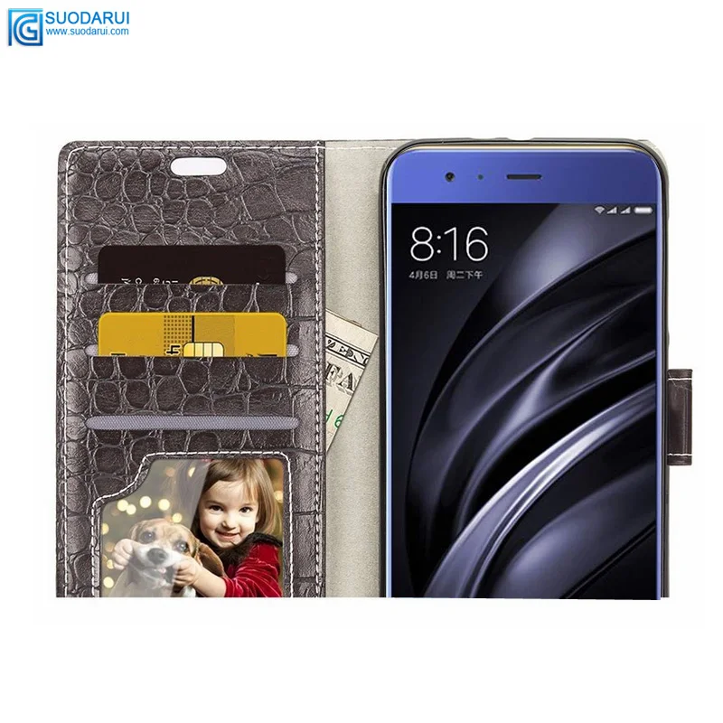 Luxury Crocodile pattern Flip leather case cover for Xiaomi Mi 6 Lite pouch